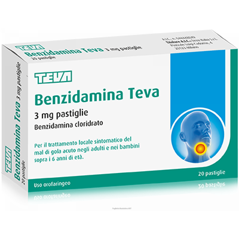 Benzidamina te, 3mg pastiglie, 20 pastiglie in blister pvc-pvdc/al