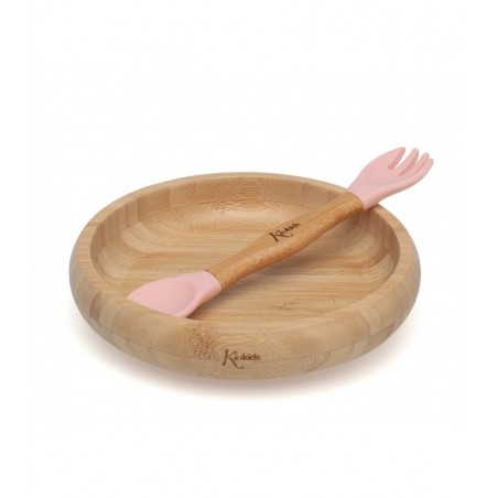 KIOKIDS - Silicone and bamboo baby food set - pink