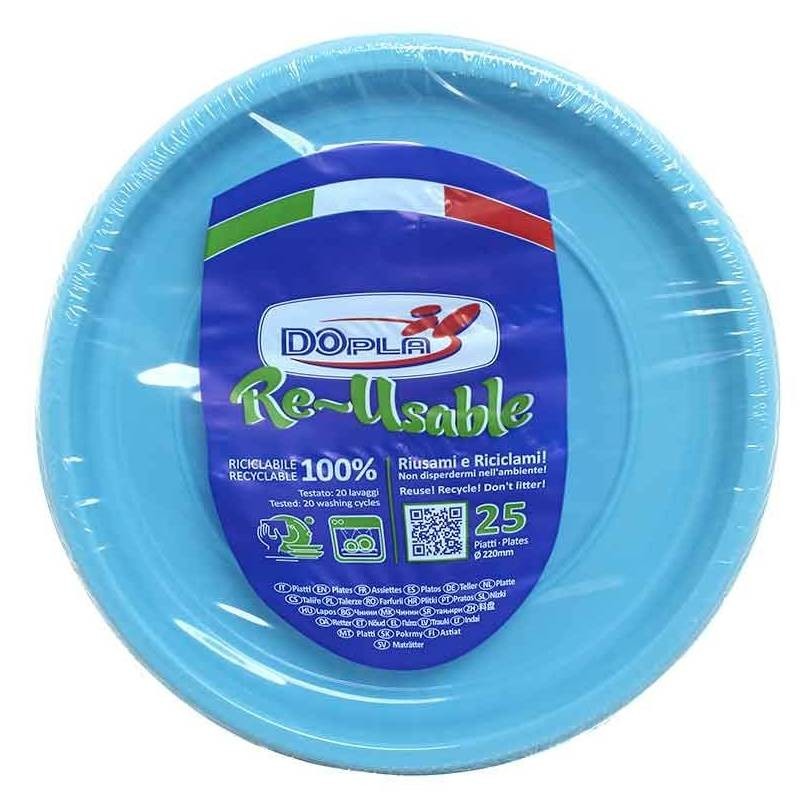DOPLA - 25 reusable plates - light blue