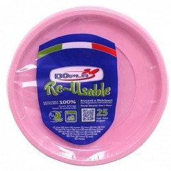 25 reusable plates - pink