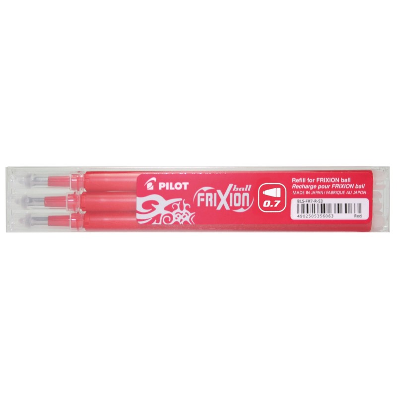 PILOT - Frixion Inchiosto Gel Cancellabile - Confezione Da 3 Refill Colore  Rosso 0.7 Mm